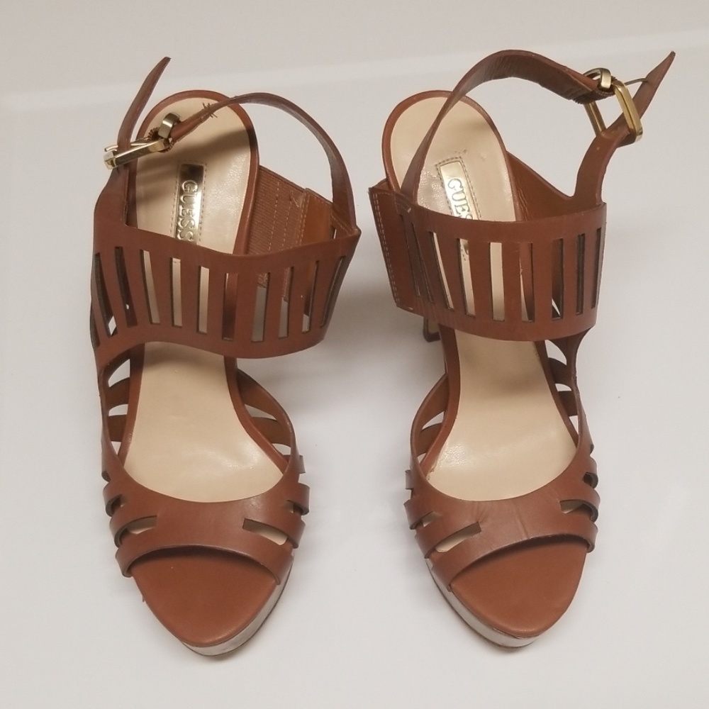 Guess leather platform heels